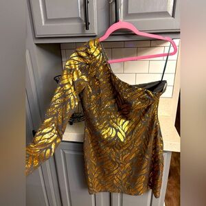 Elegant Gold and Black Women's Mini Dress